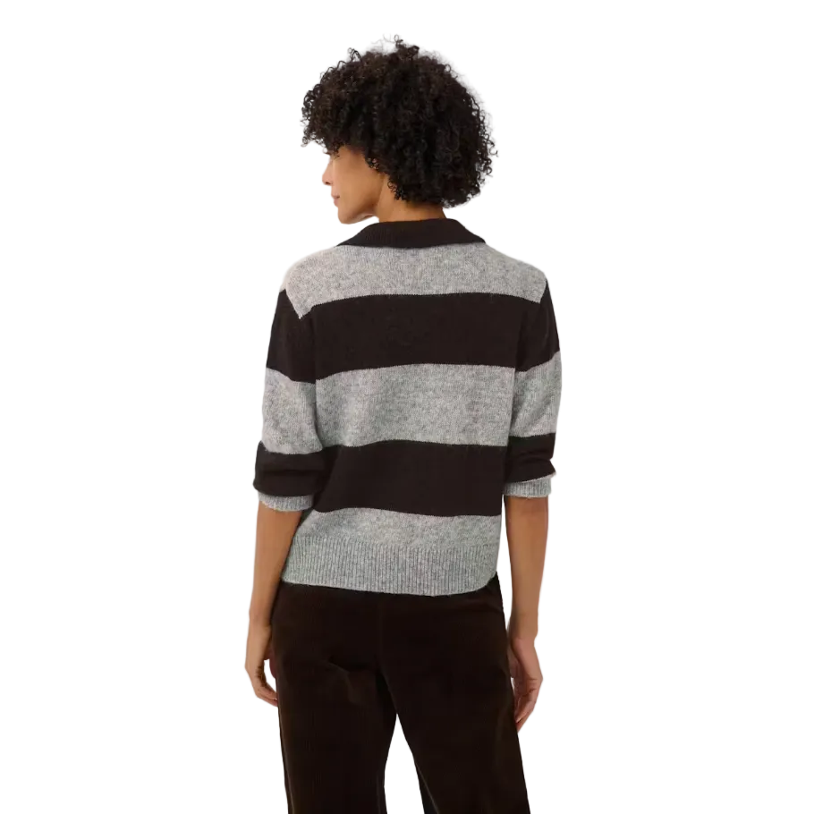 Part Two Womens Pullover Charlott Mole/Grey Melange Stripe/Brown