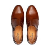Pikolinos Malaga women's brown leather shoe with zip and low block heel