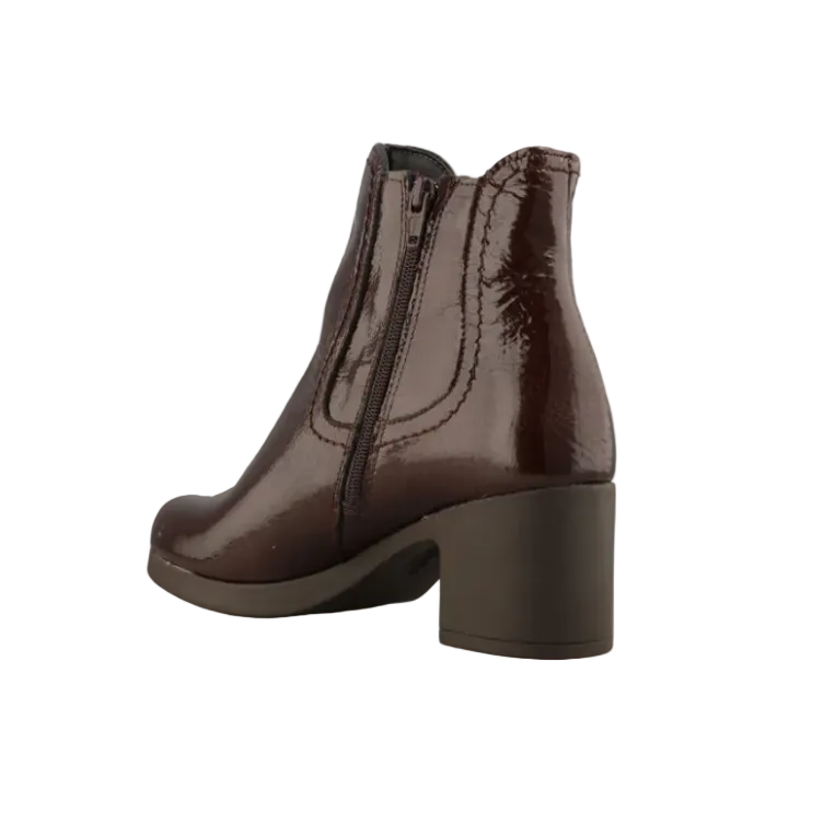 Pitillos women's dark brown glossy ankle boots