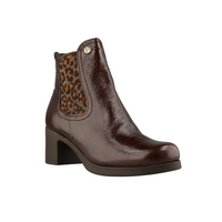 Pitillos women's dark brown glossy ankle boots