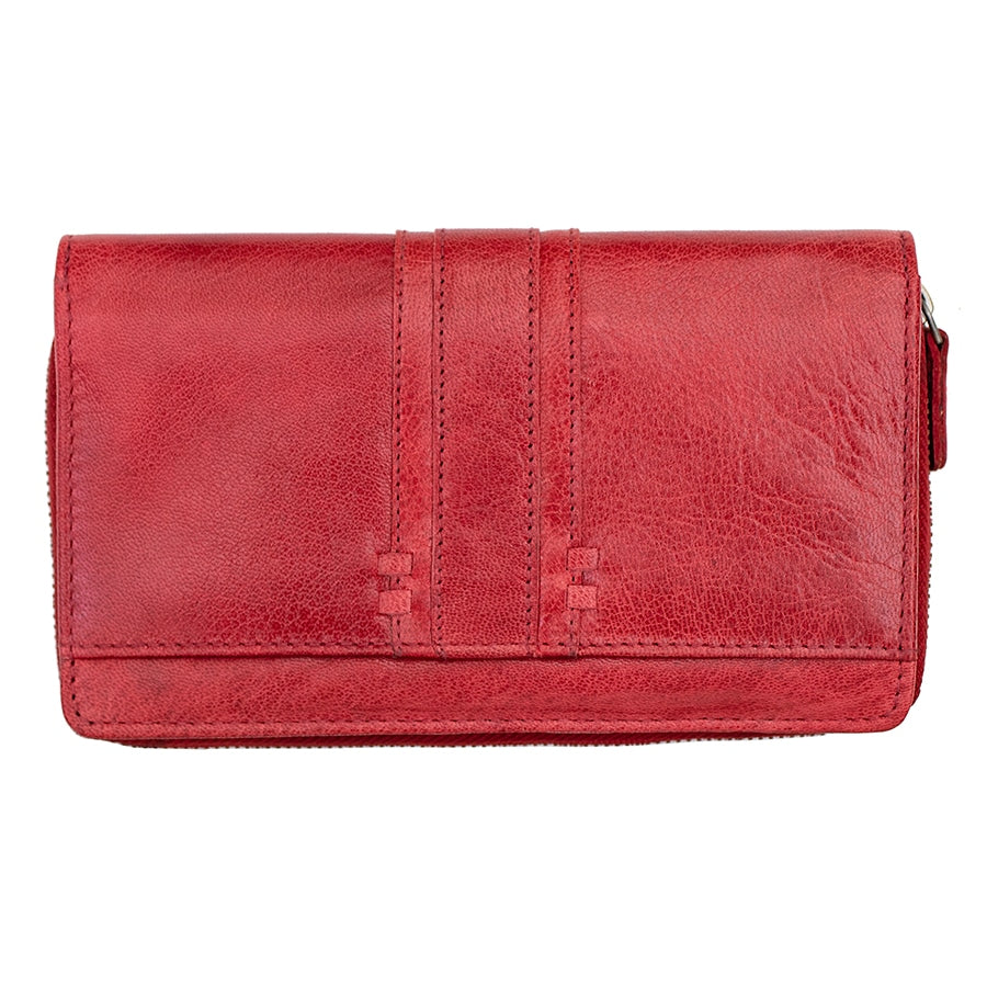 Primehide Womens Arizona RFID Large Leather Purse Red Donaghys