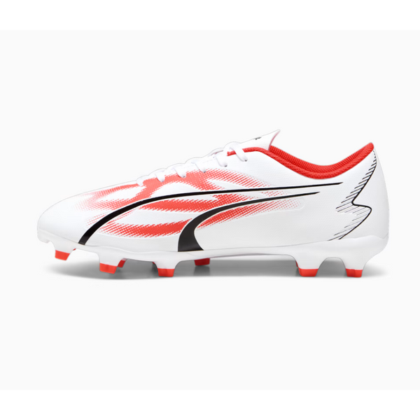 Puma Adults Football Boots Ultra Play FG AG White Black Fire Orchid Donaghys