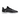 Black and silver turf football shoe with white sole, side profile, athletic footwear