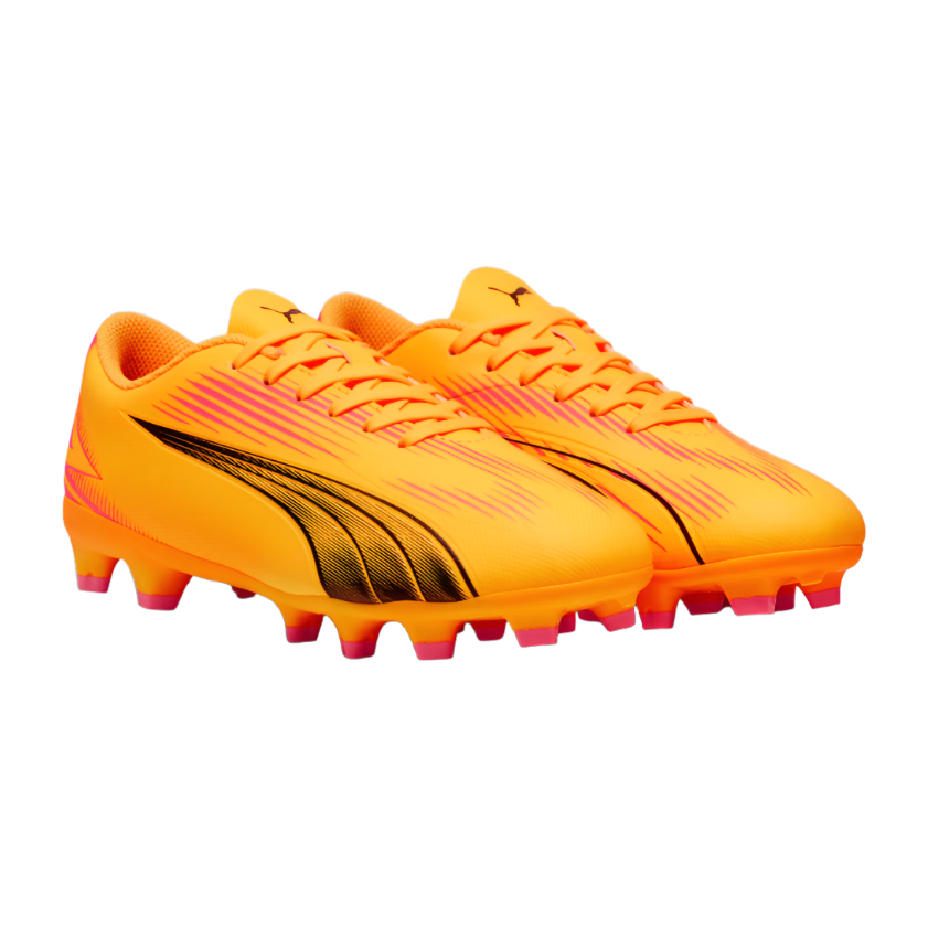 Puma Kids Football Boots Ultra Play FG AG Jr Sun Stream Black Sunset G Donaghys