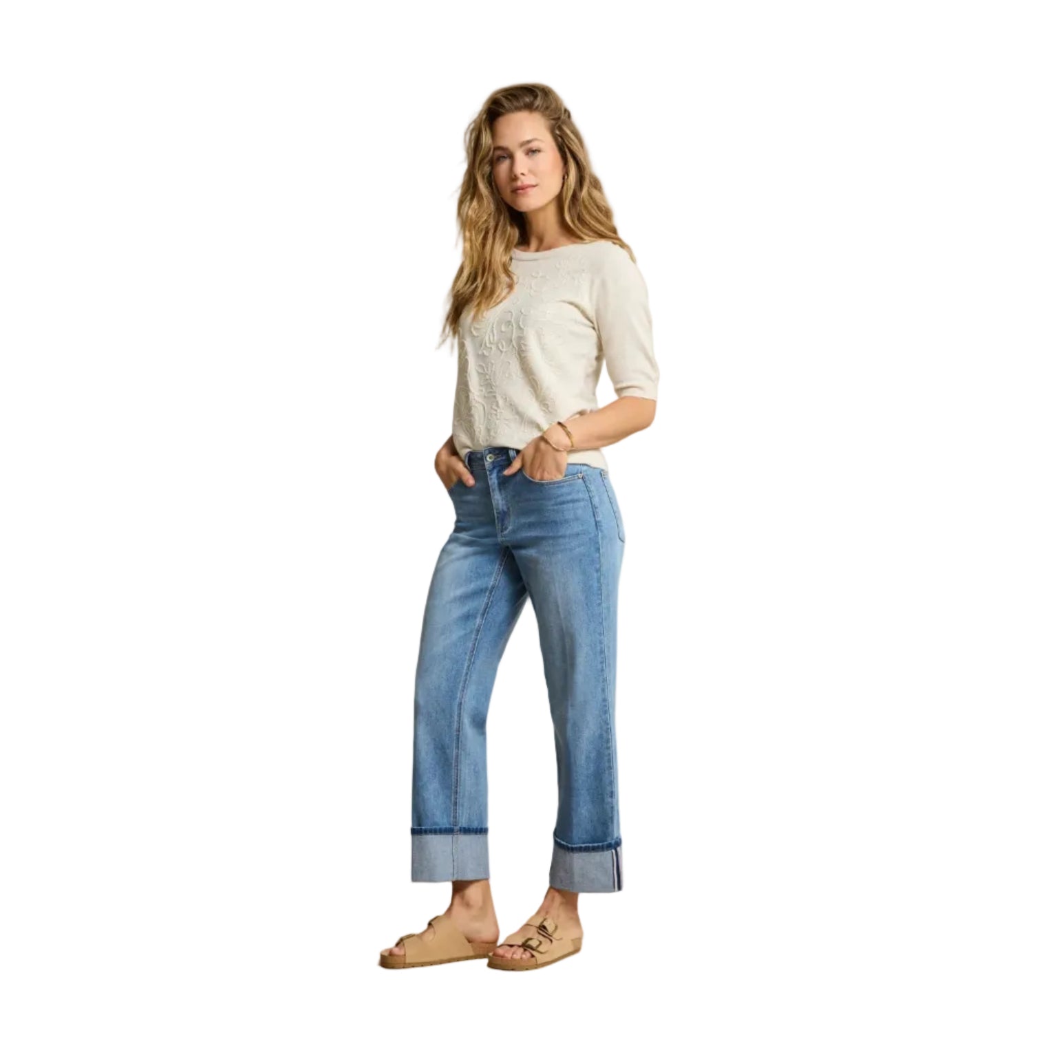 Red Button Womens Kim High Hem & Scarf Jeans Stone