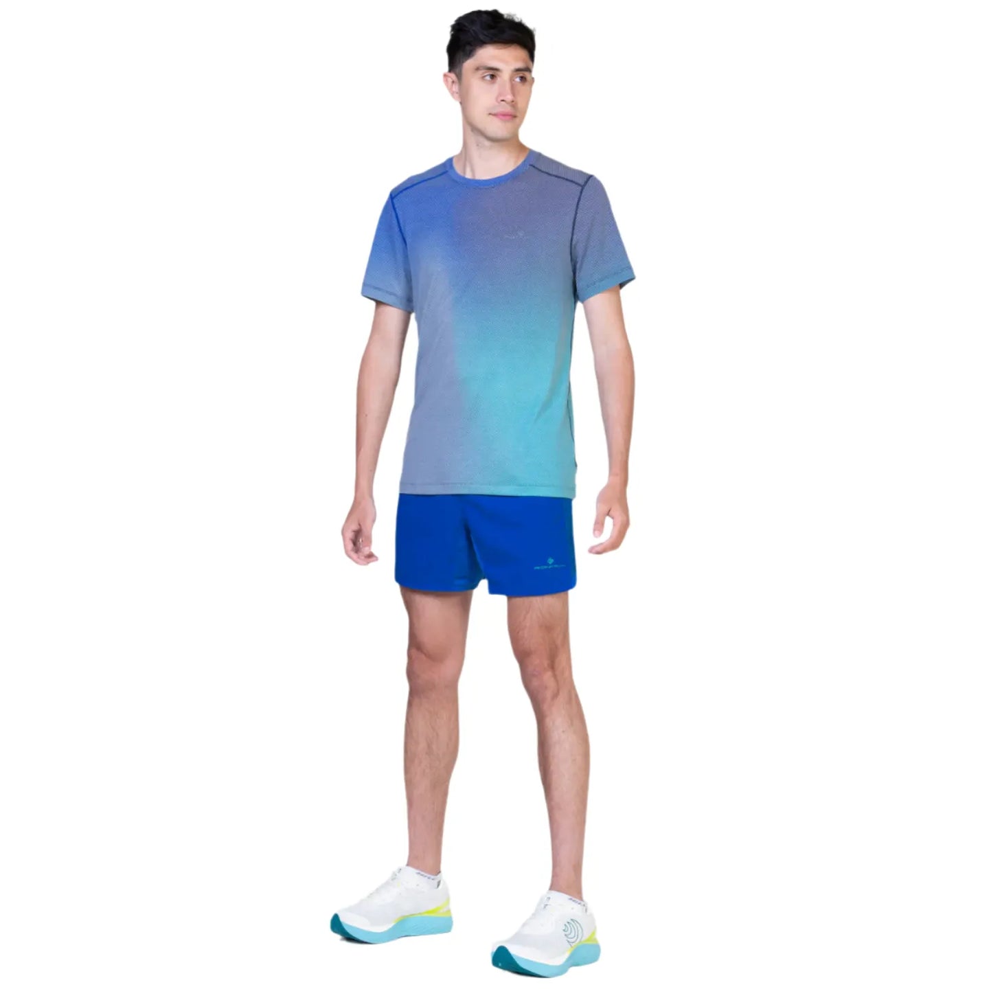 Ronhill Mens T-Shirt Tech Golden Hour Dark Navy/Laguna Merge