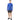 Man wearing a cobalt blue long-sleeve athletic top with zipper, black running shorts and trainers