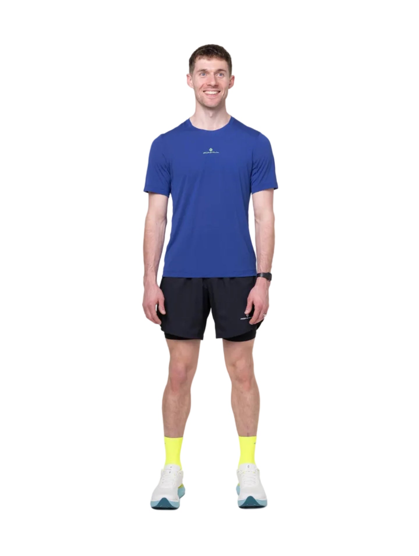 Ronhill Mens T-Shirt Tech S/S Dark Cobalt/Fluo Green