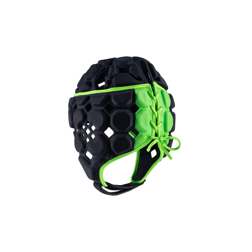 Gilbert black and green rugby headguard