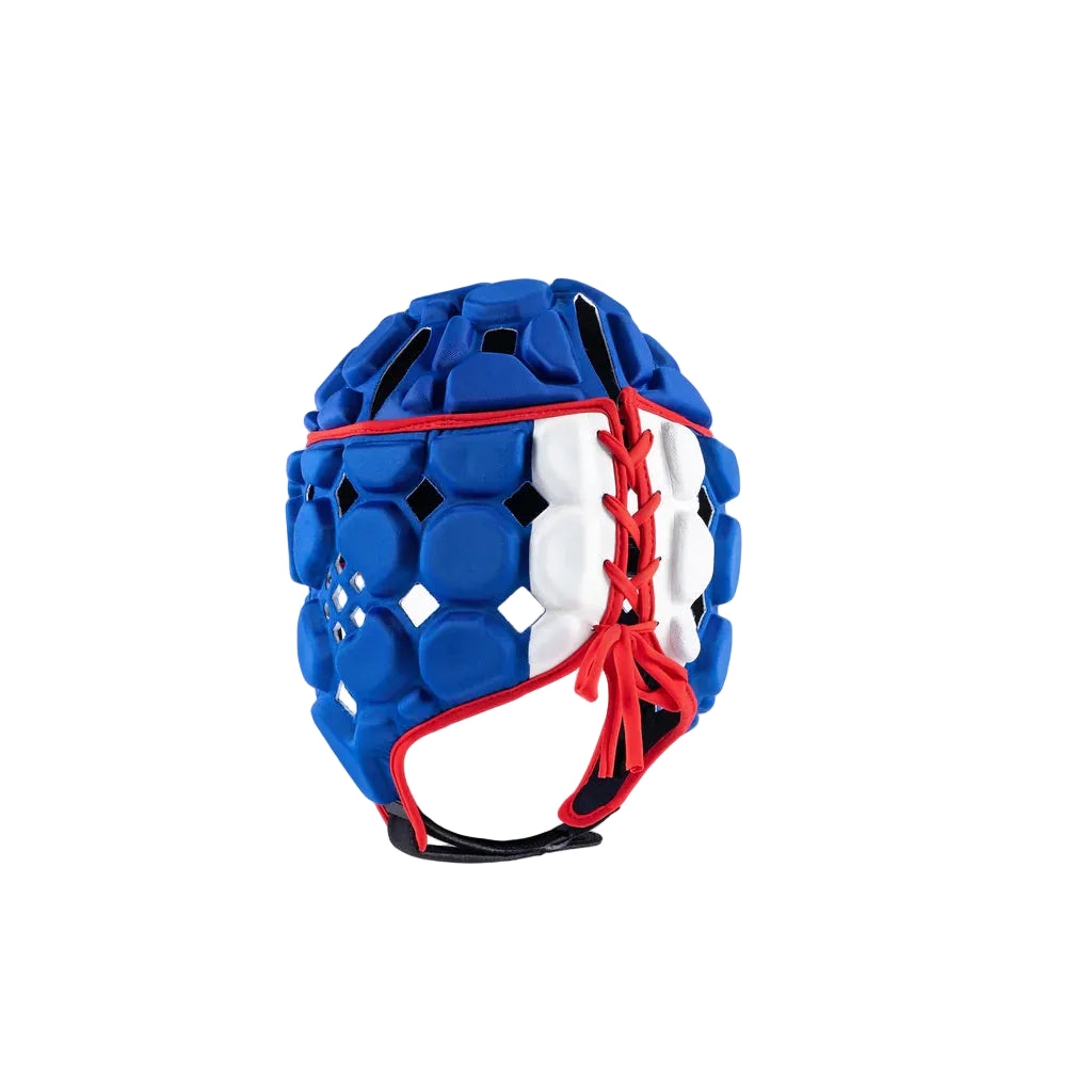 Gilbert blue and red rugby headguard