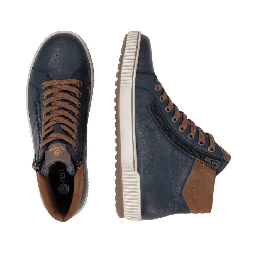 Rieker women's blue leather lace-up boot