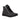 A dark gray suede ankle boot with black laces, a silver side zipper, and a chunky black sole, shown from a three-quarters angle on a white background.