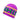 Purple beanie hat with yellow stripes and bold green lettering on the side.