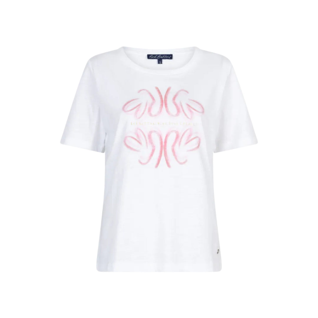 Red Button Womens Temmy Butterfly Tee White/Rosewood