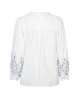 Red Button Womens Shirt Blouse & Embroidery Blue Multi