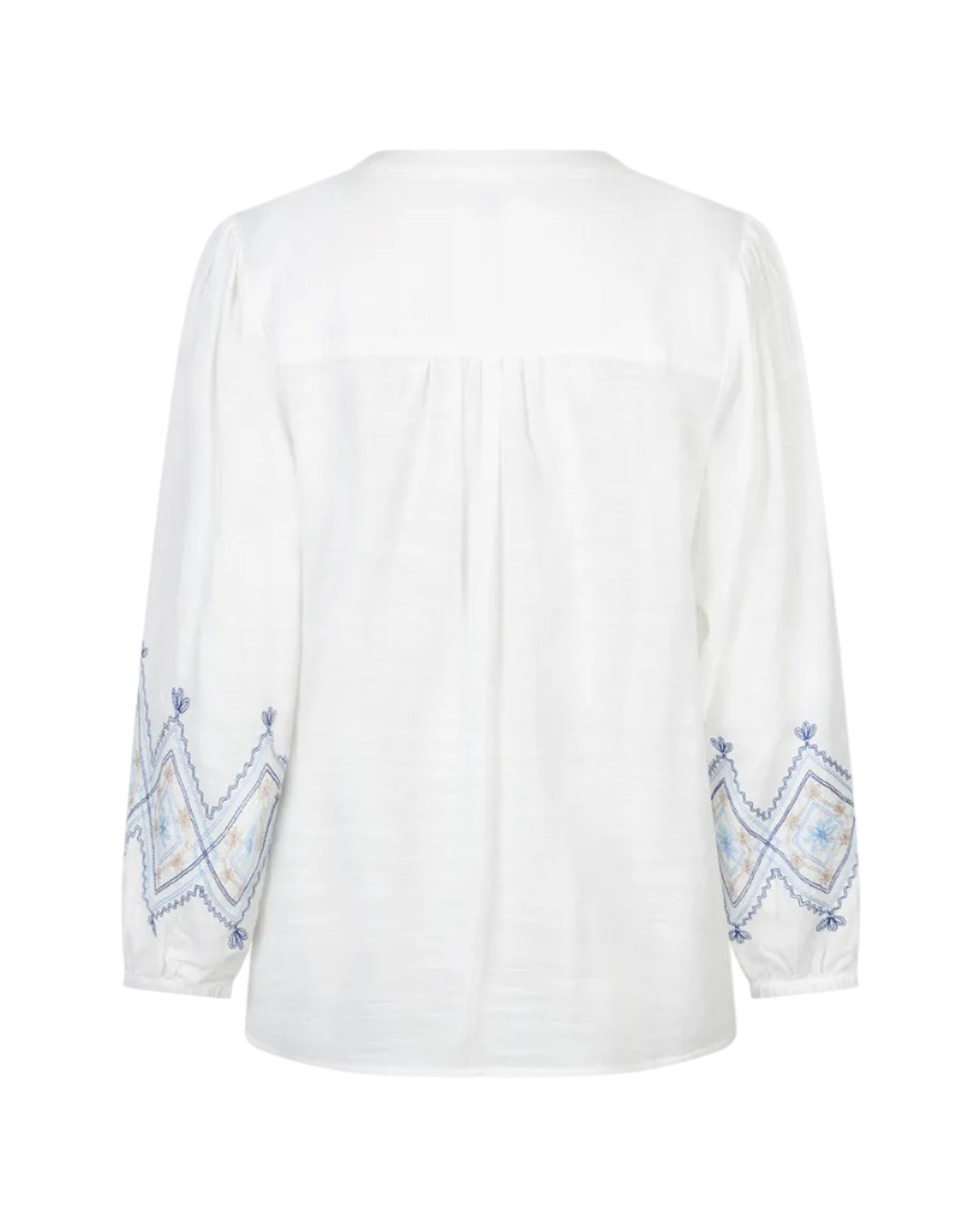 Red Button Womens Shirt Blouse & Embroidery Blue Multi