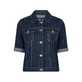 Red Button Womens Jackie Short Sleeve Denim Pinstripe Top Rinse