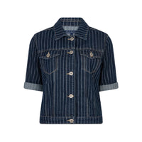Red Button Womens Jackie Short Sleeve Denim Pinstripe Top Rinse