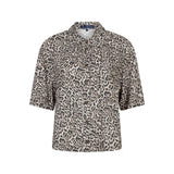 Red Button Womens Nora Blouse Linen Leopard Pebble