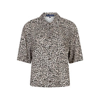 Red Button Womens Nora Blouse Linen Leopard Pebble