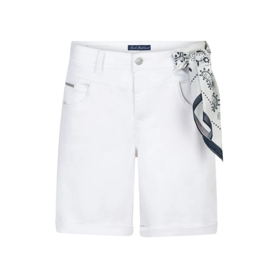 Red Button Womens Relax Short With Scarf White
