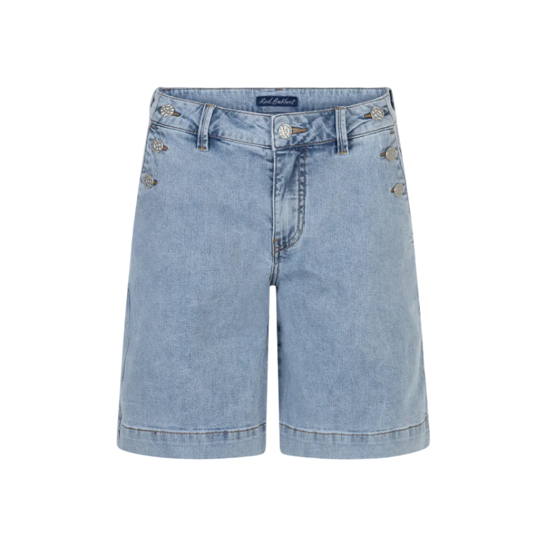Red Button Womens Bibette Denim Shorts Bleach