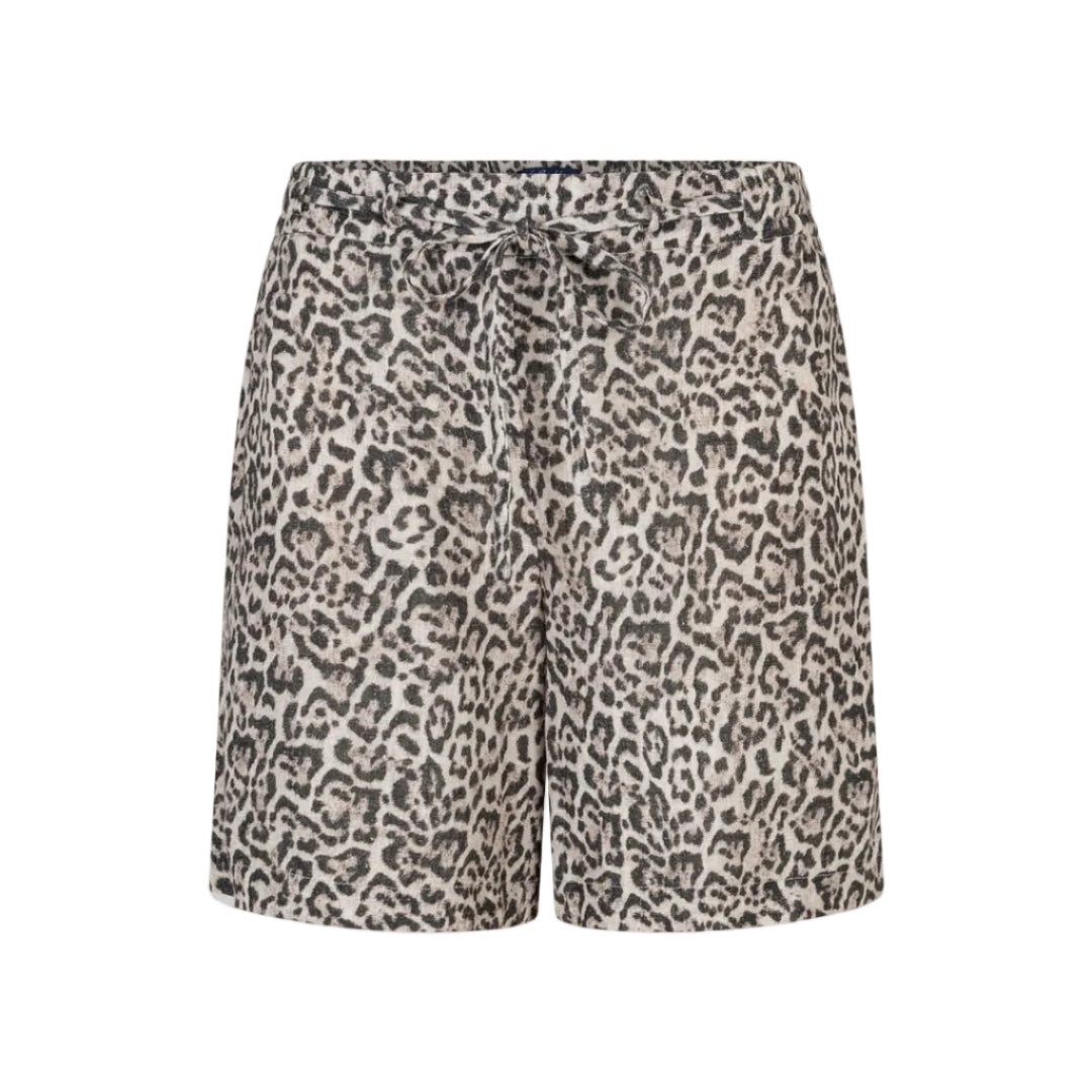 Red Button Womens Claudette Short Linen Leopard Pebble