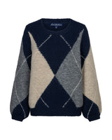 Red Button Womens Jumper Argyle Indigo