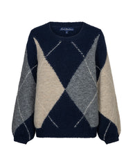 Red Button Womens Jumper Argyle Indigo