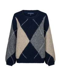 Red Button Womens Jumper Argyle Indigo