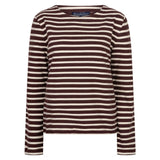 Red Button Womens Top Terry Stripe Burgnudy/Creme
