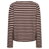 Red Button Womens Top Terry Stripe Burgnudy/Creme