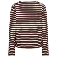 Red Button Womens Top Terry Stripe Burgnudy/Creme