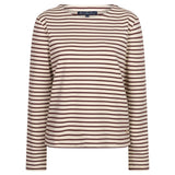 Red Button Womens Top Terry Stripe Creme/Dark Berry