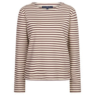 Red Button Womens Top Terry Stripe Creme/Dark Berry