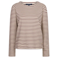Red Button Womens Top Terry Stripe Creme/Dark Berry