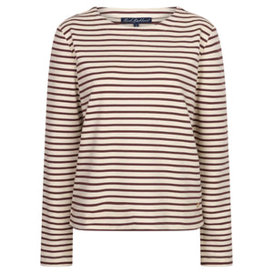Red Button Womens Top Terry Stripe Creme/Dark Berry