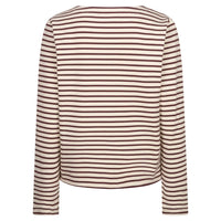 Red Button Womens Top Terry Stripe Creme/Dark Berry