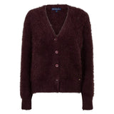 Red Button Womens Fuzzy Cardigan Burgundy