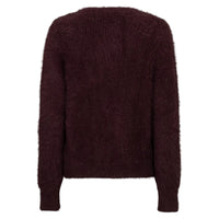 Red Button Womens Fuzzy Cardigan Burgundy