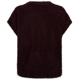Red Button Womens Sleeveless Cardigan Fuzzy Burgundy