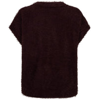 Red Button Womens Sleeveless Cardigan Fuzzy Burgundy