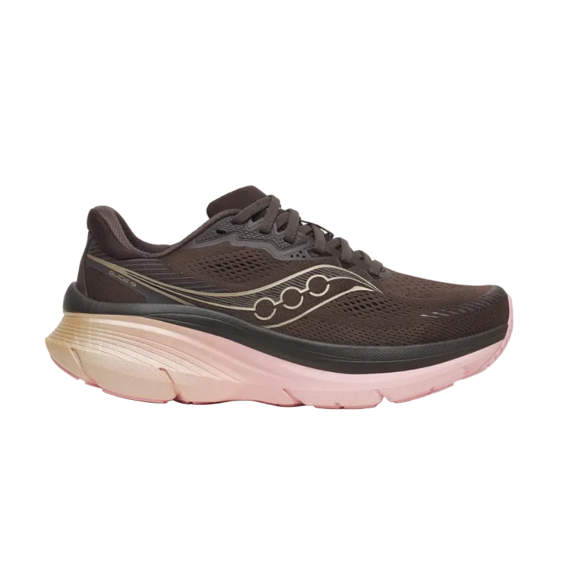Saucony Guide 19 women's torte brown and gold running trainer