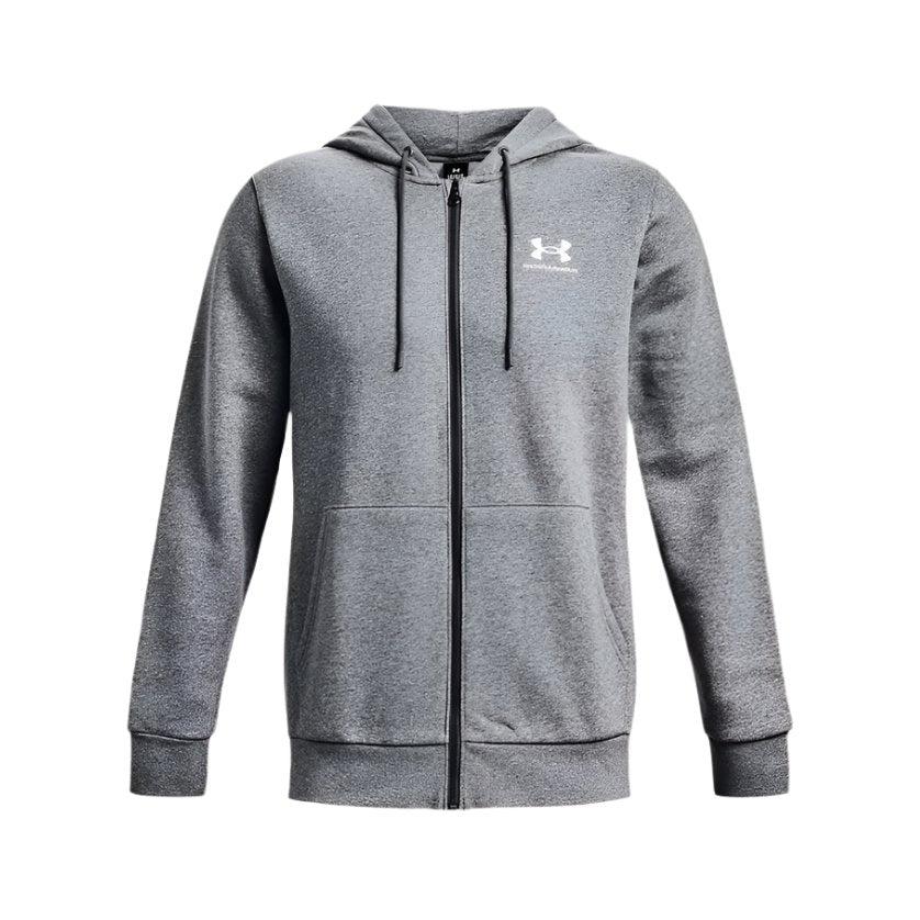 Under Armour Mens Essential Fleece FZ Hood Pitch Grey Medium Heather W Donaghys