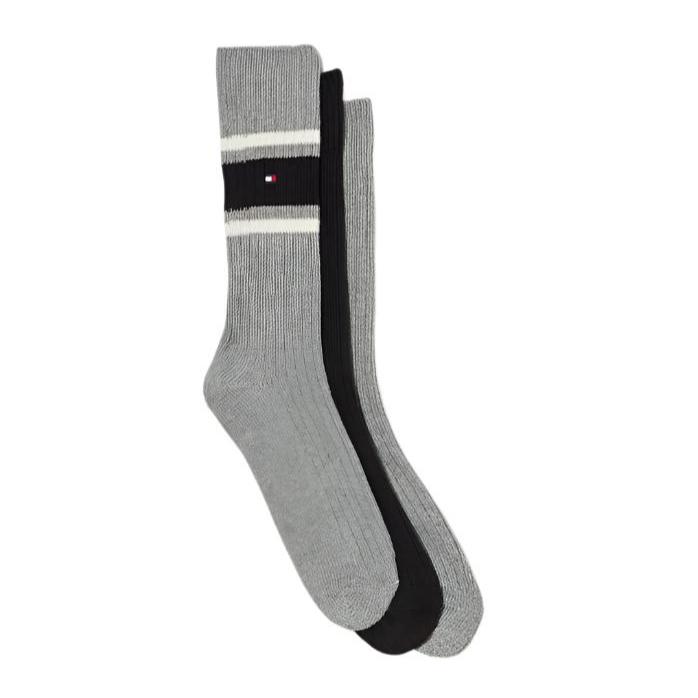 Tommy Hilfiger Mens 3 Pack Socks Set Grey Melange