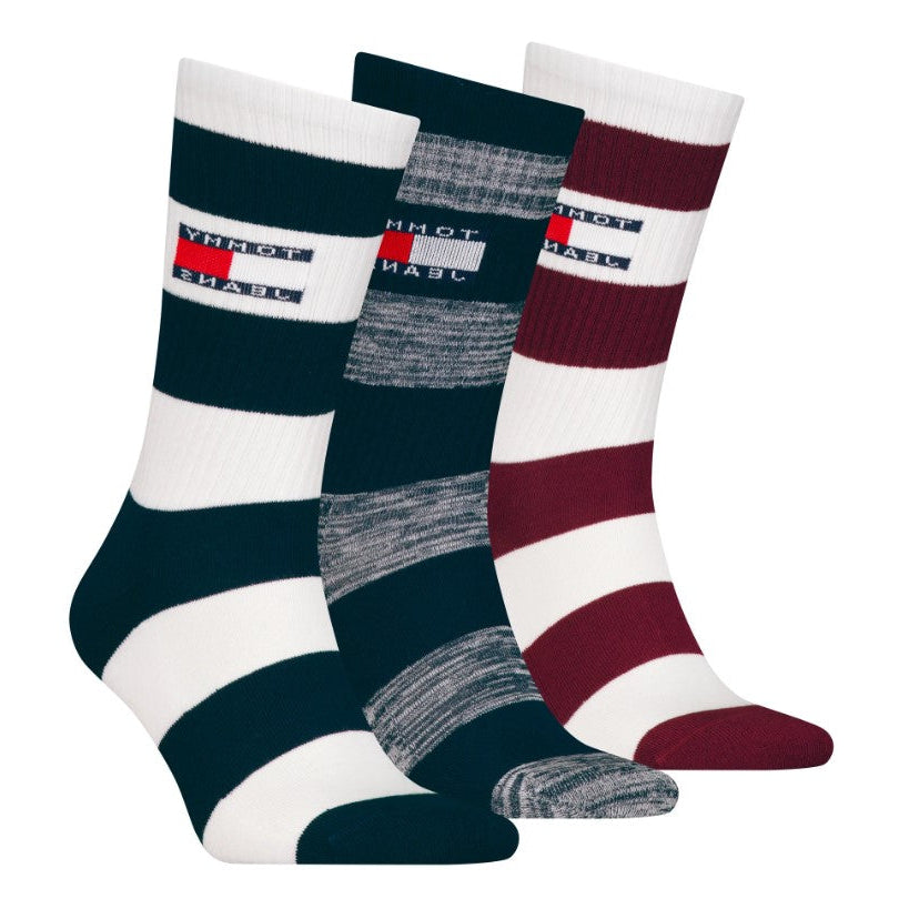 Tommy Hilfiger Mens 3 Pack Socks Set Navy/Deep Rouge