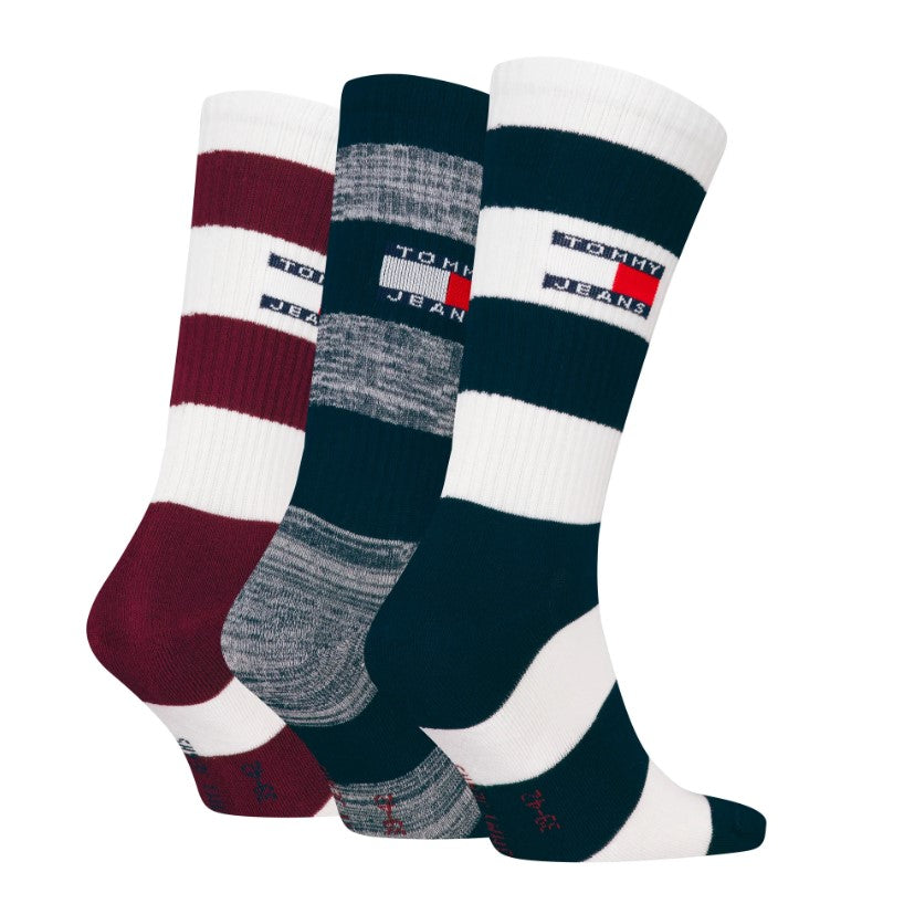 Tommy Hilfiger Mens 3 Pack Socks Set Navy/Deep Rouge