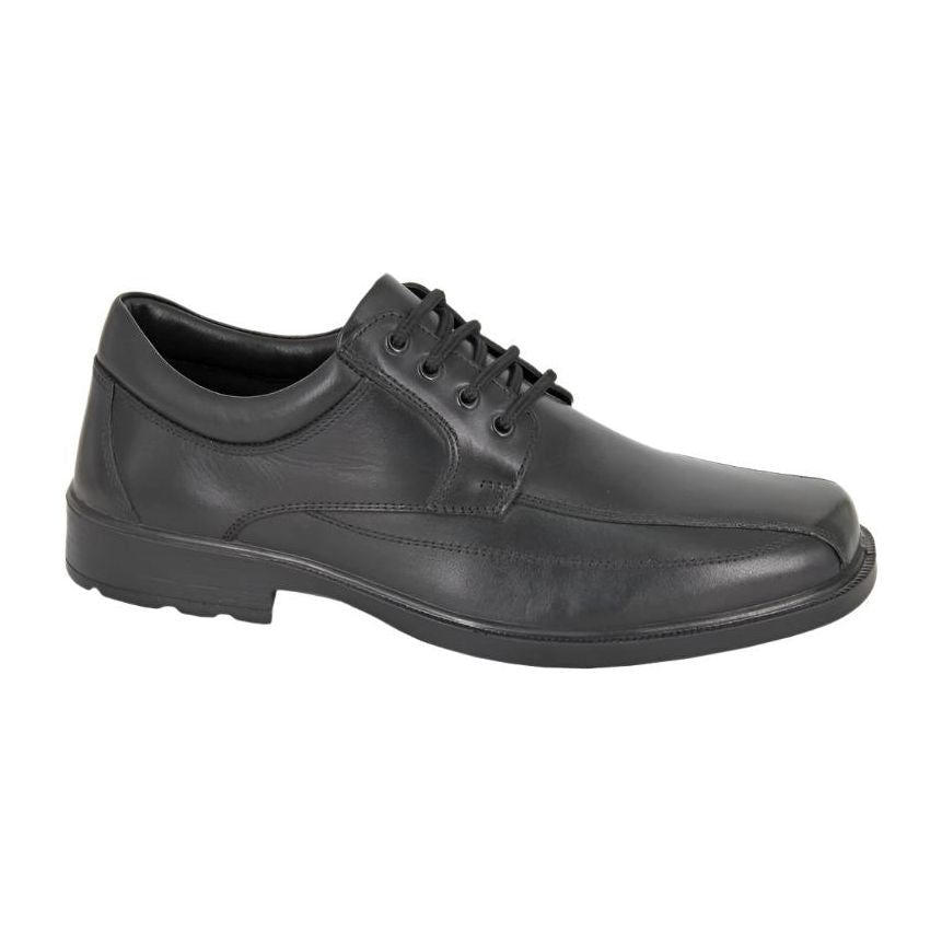 Roamers men's black leather lace-up shoe