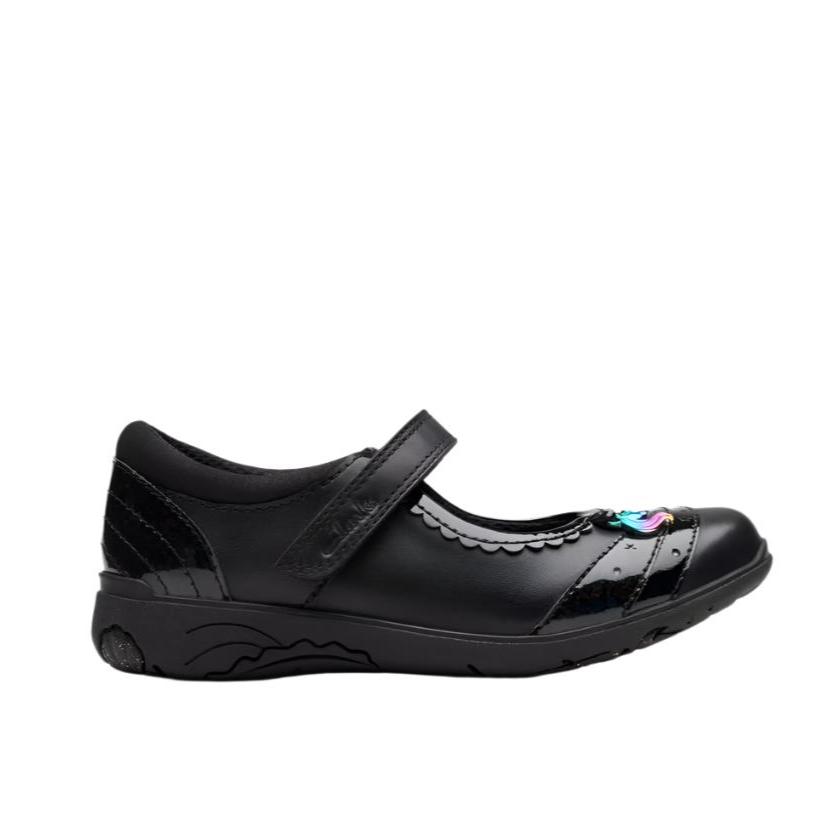 Clarks Girls Shoe Relda Spark K Black Leather