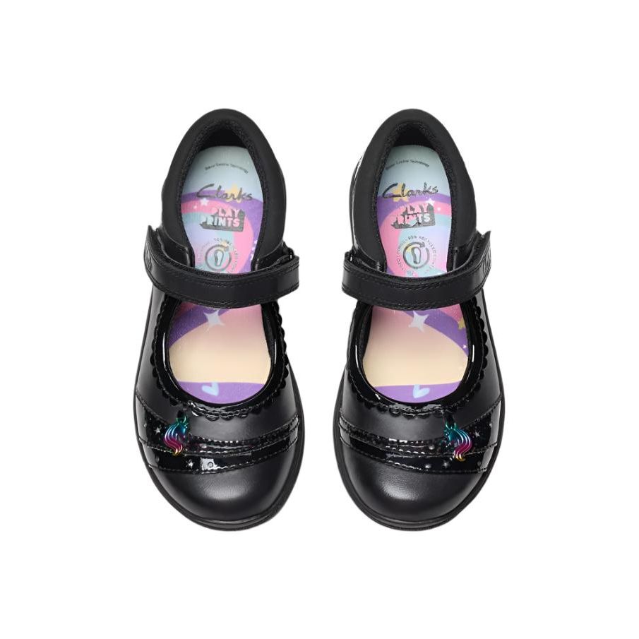 Clarks Girls Shoe Relda Spark K Black Leather